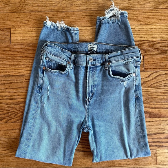 Citizens of Humanity Harlow Mid Rise Jeans Straight Skinny Ankles Distressed - Picture 2 of 6